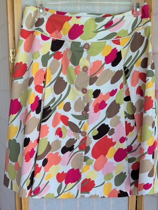 Talbots Dresses & Skirts - Talbot's Multicolor Floral A-Line Button-Front Skirt Business Or Leisure Parties
